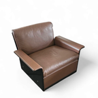 2 X Black Shell & Brown Leather 620 Chair Programme Lounge Chair By Dieter Rams For Vitsoe, 1980s thumbnail 13