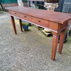 Donker Teakhouten Sidetable, Wandtafel, Console thumbnail 3