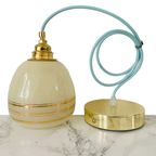 Vintage Hanglampje Beige Glas Goud thumbnail 3