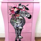Hoge Roze Ladekast “zebra”, 5 Lades, Eclectisch thumbnail 8