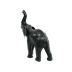 Vintage Olifant Met Slagtanden Papier Mache En Leder Beeld Sculptuur thumbnail 11