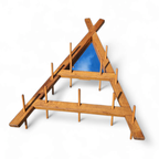 Wooden Wall Coat Rack / Triangular Shape / Triangle Mirror At The Top / 1960s thumbnail 6
