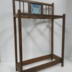 Antieke (Jugendstil) Houten Paraplubak (Handdoekhouder) thumbnail 3
