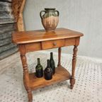 Antiek Brocante Tafeltje Sidetable Met Lade 70 X 73 Cm thumbnail 2