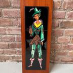 Mid Century Vrouwelijke Robin Hood, Vintage Wanddecoratie, Hout Met Tegels Jaren 60 thumbnail 2
