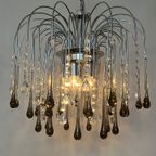 Xxl Grote Murano Kroonluchter Hanglamp Taupe Chrome Frame thumbnail 18