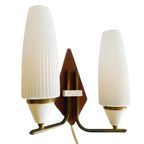 Mid-Century Deens Design Dubbele Wandlamp Teak 1960’S thumbnail 5