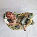 Italian Capodimonte "works Of Art" Figurine Young Men Playing Cards Sculpture Vintage thumbnail 3