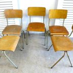 Prachtige Set Van 4 Industriele Retro School Kinder Stoelen thumbnail 8