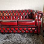 Chesterfield 4-zits Bank Charlston Antiek Rood thumbnail 4