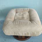 Poef Voetensteun Hocker Beige Crème Suede thumbnail 4