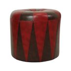 Ronde Vintage Poef Bruin Rood Tweekleurig Skai Sixties thumbnail 5