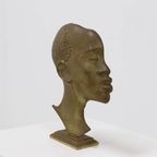 Solid Brass Sculpture African Woman 1950S thumbnail 6