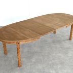 Brutalist Ovale Eettafel | Vintage Tafel | Eiken | Verlengbaar thumbnail 11