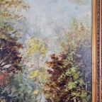 Bos Landschap Schilderij J. De Borge Olieverf Canvas Lijst thumbnail 10