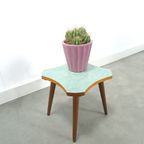 Bijzettafel Met Groen Blauw Formica Blad, Plantentafel Nr. 25 thumbnail 2