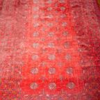 Vintage Red Afghan Art Deco Wool Rug thumbnail 6