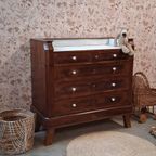 Franse Vintage Commode Met Lades Wit Marmeren Blad thumbnail 4