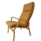 Vintage Fauteuil Mosterd Geel Leer Leather Chair Ostergaard thumbnail 5