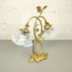 Bronzen Tafellamp Met Iriserend Opaline Glas thumbnail 6