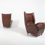 Pair Of Italian Wingback Lounge Armchairs Model 512 By Gio Ponti, 1950’S thumbnail 6