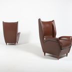 Pair Of Italian Wingback Lounge Armchairs Model 512 By Gio Ponti, 1950’s thumbnail 6