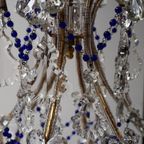 Vintage Kobalt Blauwe Murano - Glas En Kristal - Kroonluchter Met Kralen thumbnail 9