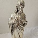 Italian Jesus Christ Sculpture Silver Plated Argenti 725 Heart Of Sacred thumbnail 2