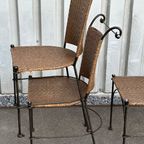 4 Wrought Iron Wicker Seat Dining Chairs From 1980 thumbnail 8
