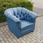 Vintage Leren Club Seat Chesterfield Look Blauw thumbnail 5