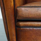 Stoere Vintage Schapenleren Art Deco Stijl Design Fauteuil Met Een Mooi Patina thumbnail 15