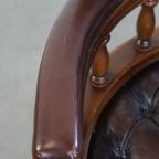 Chesterfield Bureaustoel Op Wieltjes, Draaibaar En Kantelbaar In Een Mooie Donker Bruine Kleur thumbnail 7