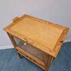 Licht Houten Antiek Theekastje Vitrine Wijntafel Kastje thumbnail 6