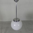 Art Deco Hanglamp Met Witte Bol, Jaren 30 thumbnail 6