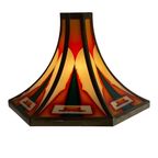 Art Deco / Amsterdam School - Stained Glass Wall Sconce - Bronze Frame - In The Style Of Tuschins thumbnail 2