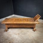 Antieke Oosterse Houten Chaise Longue thumbnail 15