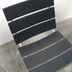 Giancarlo Vegni Fasem Italy Stripe Zadelleer Stoelen Vintage Design thumbnail 23