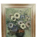Vintage Bloemen Stilleven Amateur Schilderij Ingelijst Gesigneerd thumbnail 9