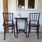 Set Van 2 Vintage Fauteuils Met Gebogen Houten Armleggers thumbnail 23