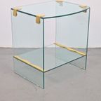 Vintage Bijzettafel Messing Glas Side Table Regency ’70s thumbnail 3