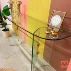 Gave Vintage Glazen Sidetable Met Facet Geslepen Randen - Leon Rosen Stijl thumbnail 3