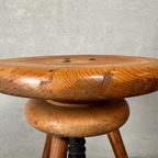 Vintage Industriële Verstelbare Kruk – Beuk thumbnail 11