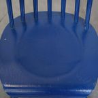 Set Van 3 Mooie Vintage Jaren ’60 Blauwe Houten Eetkamerstoelen/ Spijlen Stoelen thumbnail 8