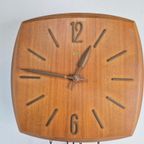 Vintage Wuba Wandklok Teak Messing ’60 Mid Century Klok thumbnail 7