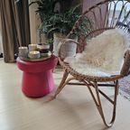 Vintage Poef Rood Skai In Vorm Van Paddenstoel thumbnail 3