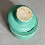 Unieke Vintage Mobach Turquoise Keramiek Dekselpot / Dekseldoos thumbnail 8