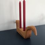 Vintage Handgemaakte Houten Zweedse Kandelaar Voor 2 Kaarsen thumbnail 4