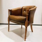 Charming Brown Leather Club Chair, Studded And Hand-Dyed, Fully Restored thumbnail 5