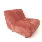 Donker Roze Fauteuil Ribstof Nieuw Gestoffeerd thumbnail 2