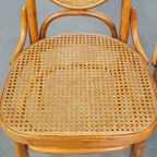 Set Van 2 Hoge Vintage Lichtbruine Bentwood Thonet Stijl Stoelen Model “Lange Jan/ Long John” thumbnail 6